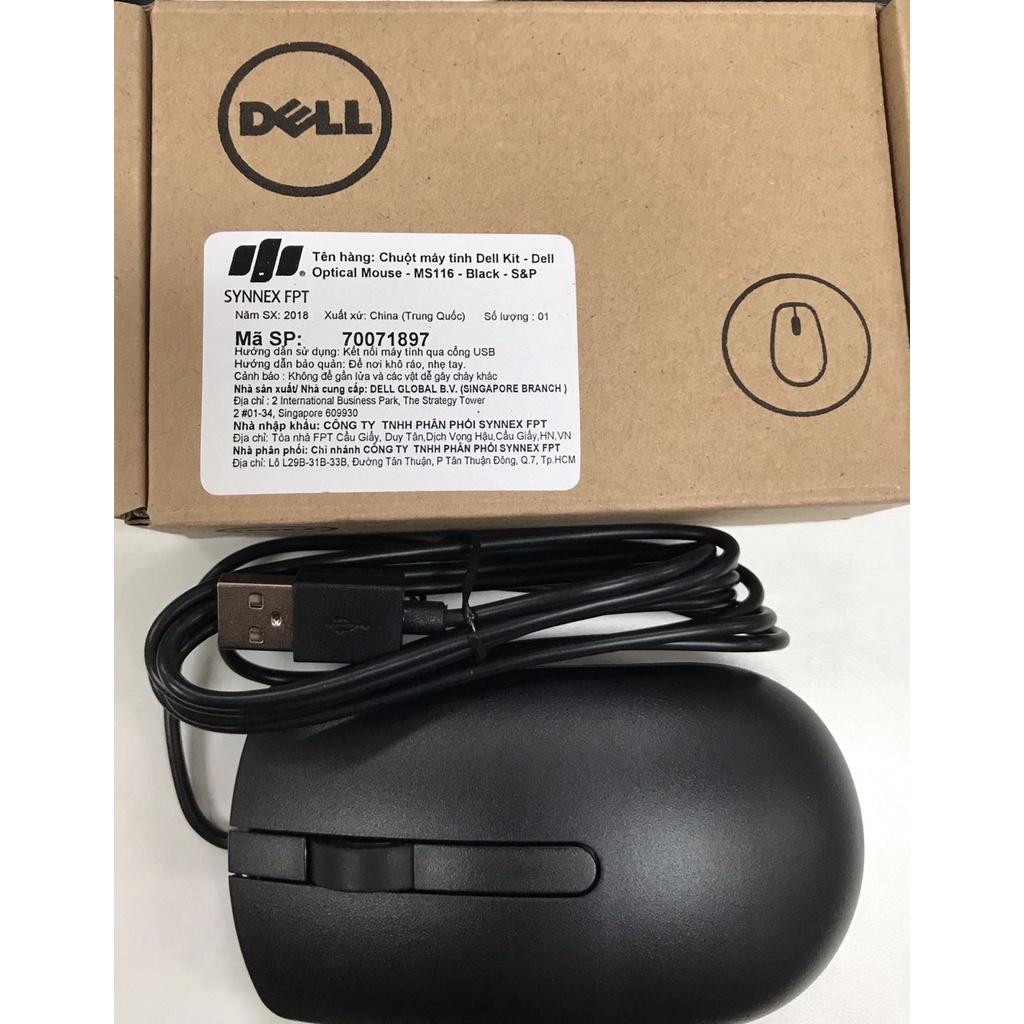 Chuột Có Dây Dell MS116 (Đen) – Hàng Chính Hãng