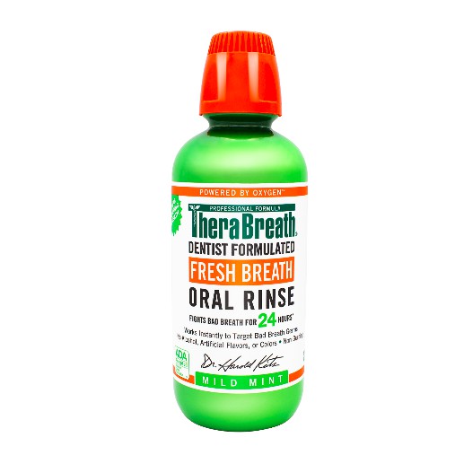 Nước súc miệng giảm hôi miêng TheraBreath 473ml. TheraBreath Fresh Breath Oral Rinse, Mild Mint, 16 Ounce Bottle Hàng US