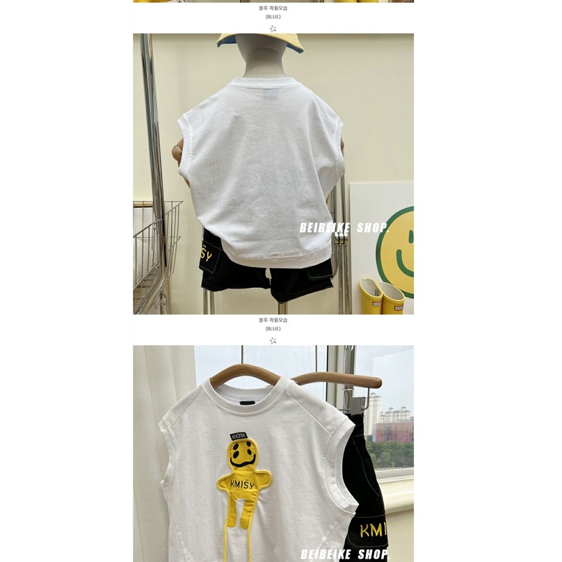 Bộ Đồ 2 Món Áo Thun Không Tay Và Quần Đùi In Họa Tiết Hoạt Hình Phong Cách Phương Tây Hàn Quốc Dành Cho Bé Trai