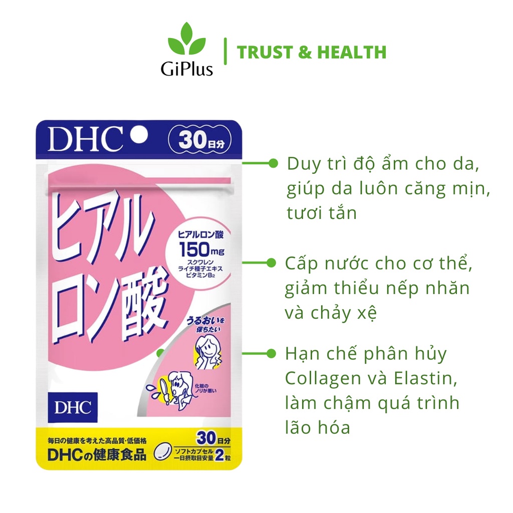 Viên Uống Giữ Ẩm Cấp Nước DHC Hyaluronic Acid 30 ngày (60 Viên/Gói)