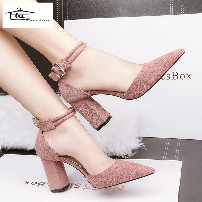 Giày Sandal Cao Gót Mũi Nhọn Đế Dày Phong Cách Mới Mùa Xuân Hè Cho Nữ