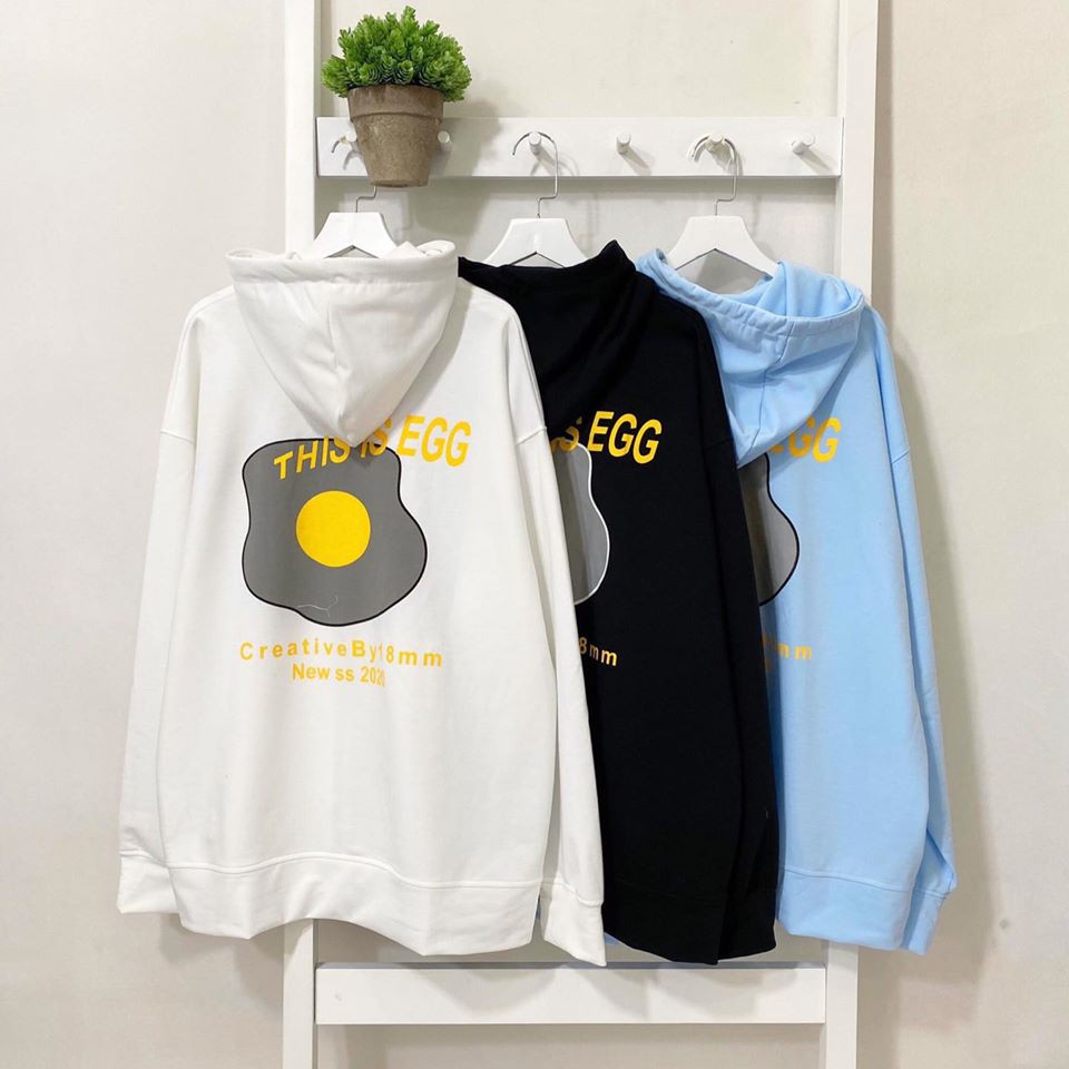 Áo Khoác Hoodie Zip In Hình Quả Trứng Ốp La Oversize Ulzzang Unisex Dáng Rộng - MM