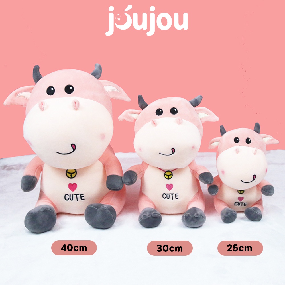 Gấu bông gối ôm bò sữa size 25-40cm cute cao cấp JouJou mềm mịn dễ thương cho bé