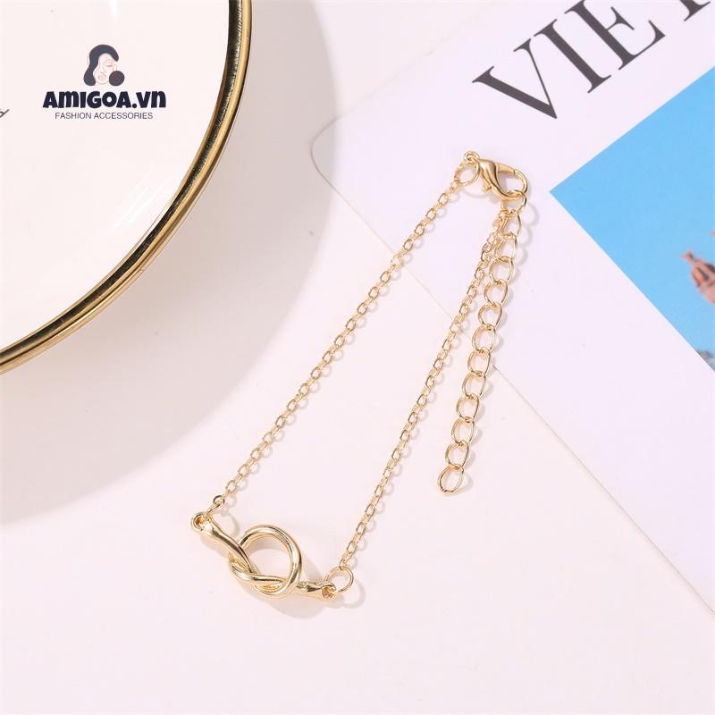 Lắc Chân Bằng Kim Loại Thắt Nút Đơn Giản Thời Trang Cho Nữ