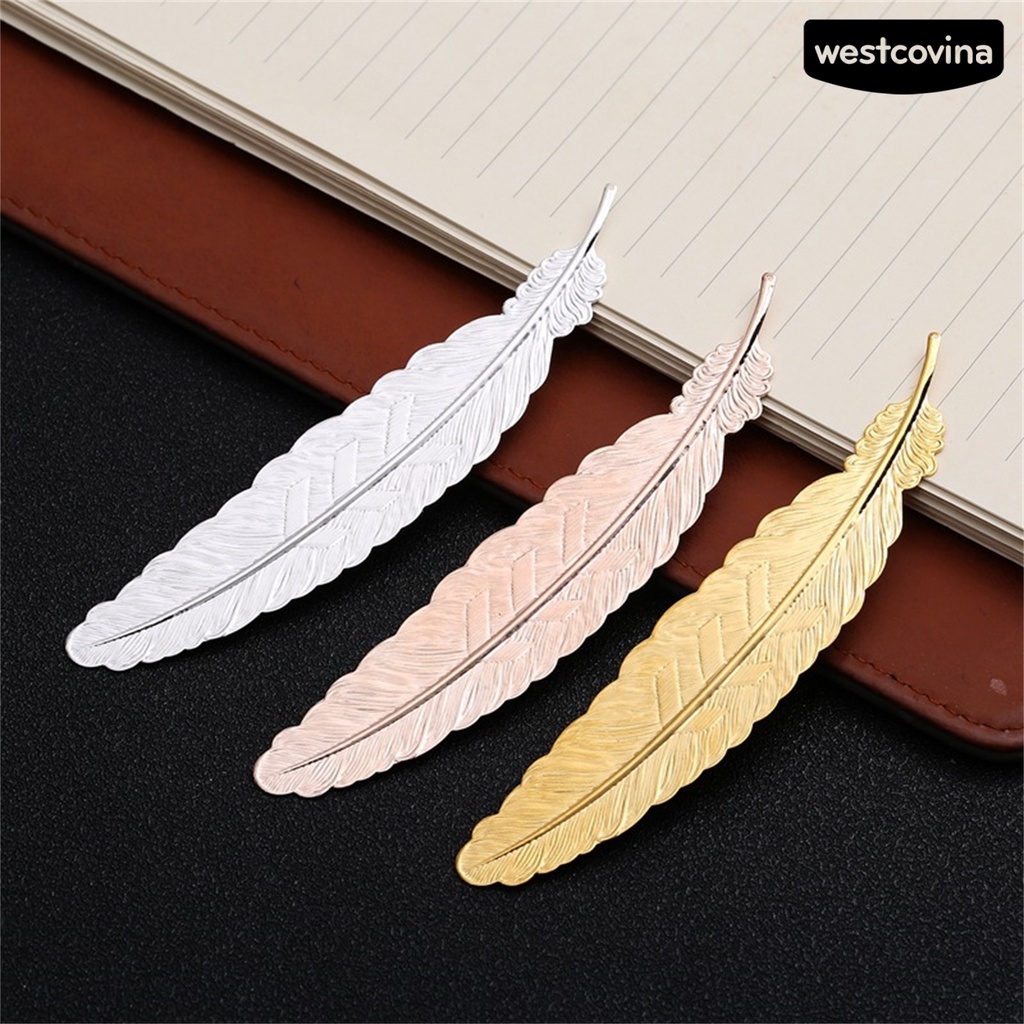 [Hot]✍Thẻ Đánh Dấu Sách Hình Lông Vũ Mạ Đồng Chống Phai Màu