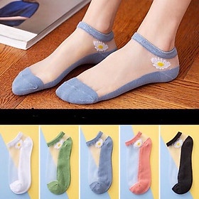 Set 10 đôi tất cúc hoa mi lưới tặng kèm túi xinh