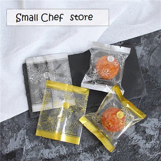 COMBO 10 khay nhựa trong suốt và túi đựng bánh trung thu viền vàng (50gr-75gr-100gr)