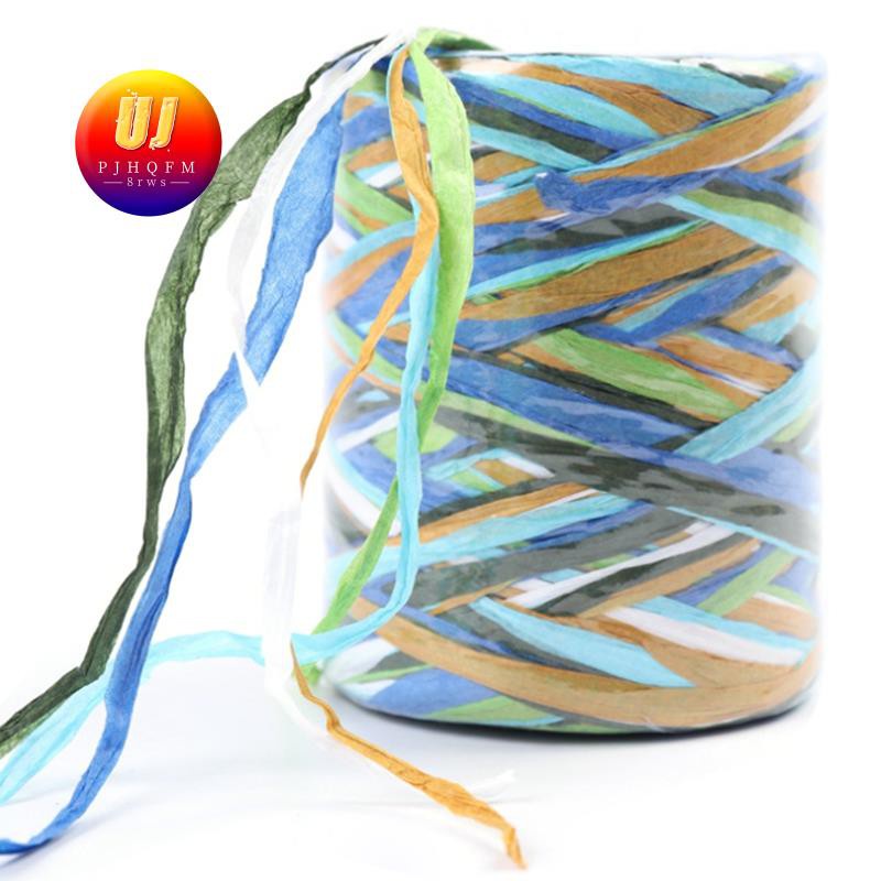 Raffia Decoration Cord Colorful Paper Rope for Gift Box Wrapping Packing DIY Craft Wedding Birthday Xmas Party, A