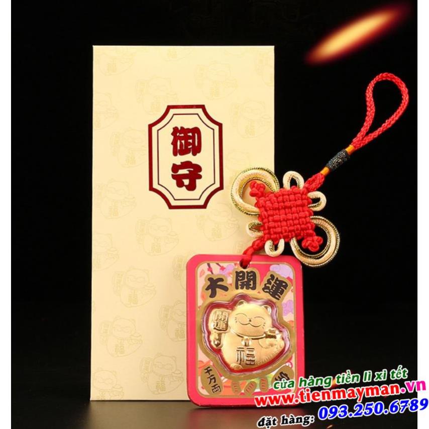 Quà tặng sang chảnh ngày Tết - Bao Lì Xì Mèo Như Ý Cát Tường Vàng Dây Treo 24k