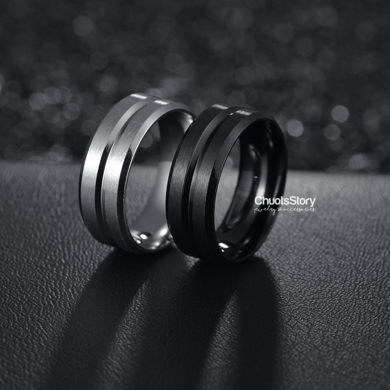 Nhẫn titan thời trang không gỉ sọc nhám, nhẫn nam nữ unisex cá tính - NSU0007 - ChuotsStory
