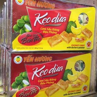 Kẹo dừa cơm sầu riêng đậu phộng 500g date mới