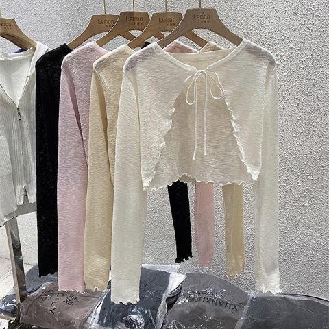 Áo Khoác Cardigan Dệt Kim Vải Lụa Lạnh Mỏng Chống Nắng Thời Trang Mùa Hè Cho Nữ