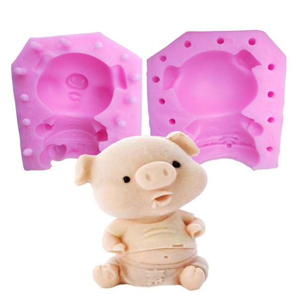 Khuôn Silicone động vật heo ngồi 4.5 Cm X 6.5 Cm