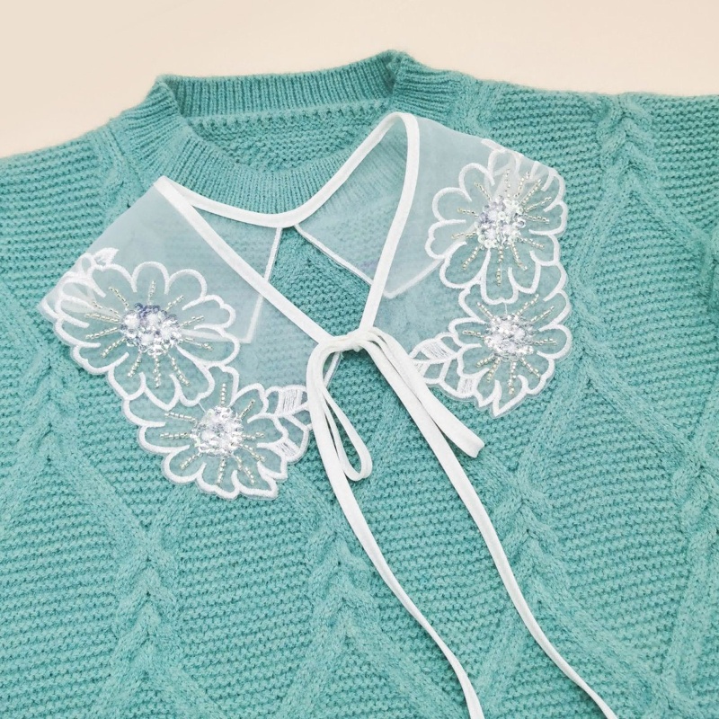 Khăn Choàng Cổ Giả Ren Thêu Hoa Xinh Xắn Thời Trang