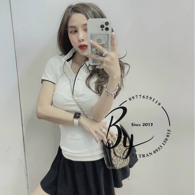 Áo kiểu cổ bẻ viền màu trơn ôm body cực xinh , chất thun bozip dày dặn mềm mịn