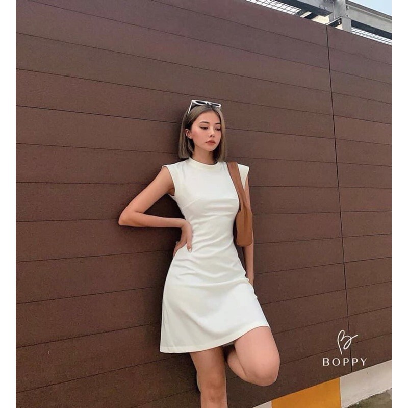 BLIS DRESS Đầm thun body xoè nhẹ sát nách trắng đen nâu (ảnh thật)