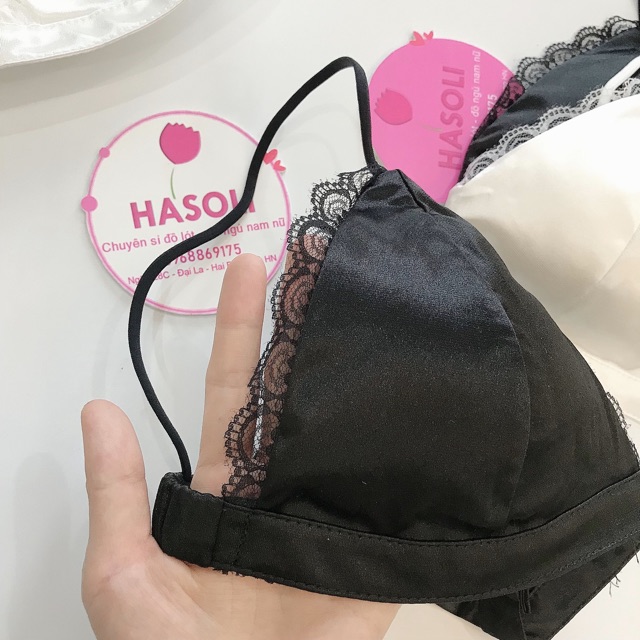 Áo Bra Satin Viền Ren Dây Mảnh Không Gọng Siêu Đẹp AL39