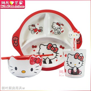Bộ Dụng Cụ Bàn Ăn Bằng Gốm Họa Tiết hello kitty Dễ Thương Cho Bé