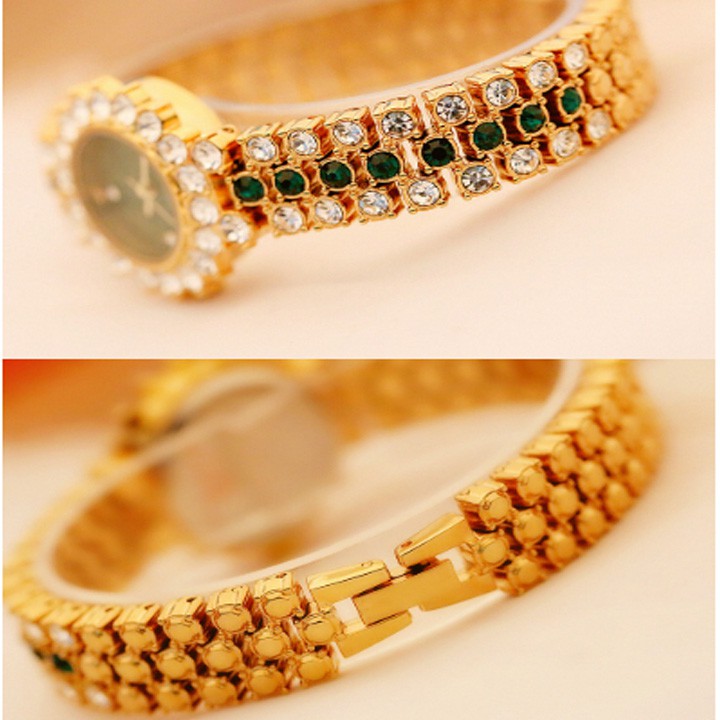 Đồng hồ nữ Bee Sister 1580 dây đính đá mặt viền đá đẳng cấp