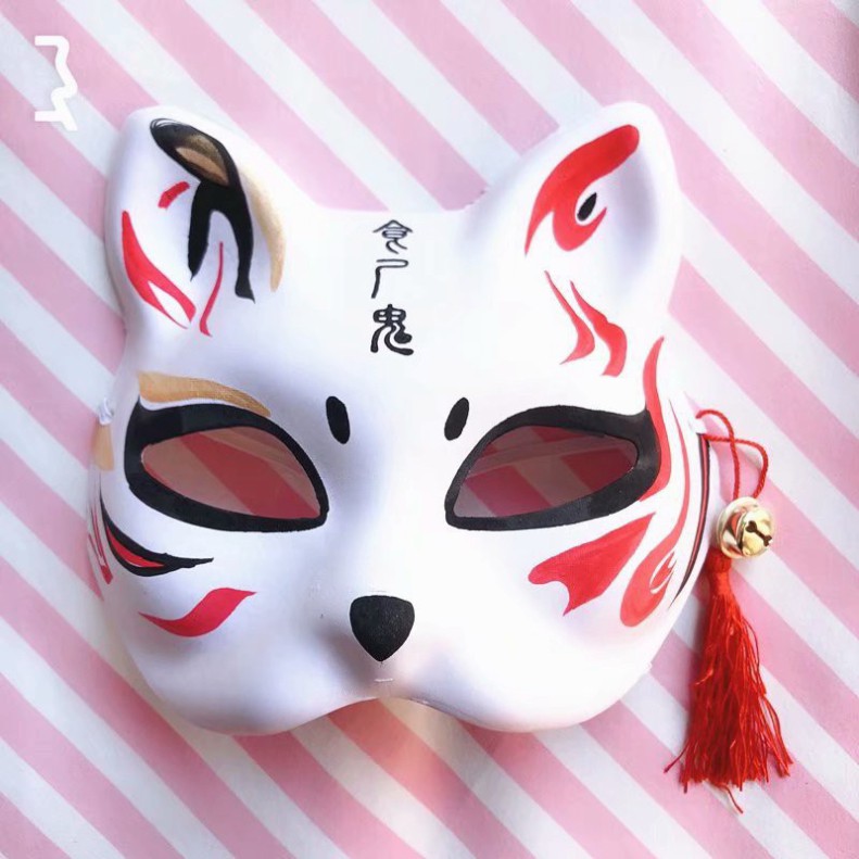 Mặt Nạ Hóa Trang Mèo Vẽ Tay Phong Cách Nhật Bản-Mặt nạ cáo/mèo vẽ sẵn-Mặt Nạ Hóa Trang- Mặt Nạ Vẽ Mèo