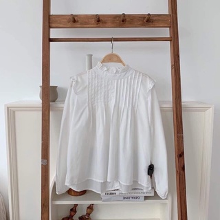 Áo cổ bèo trắng