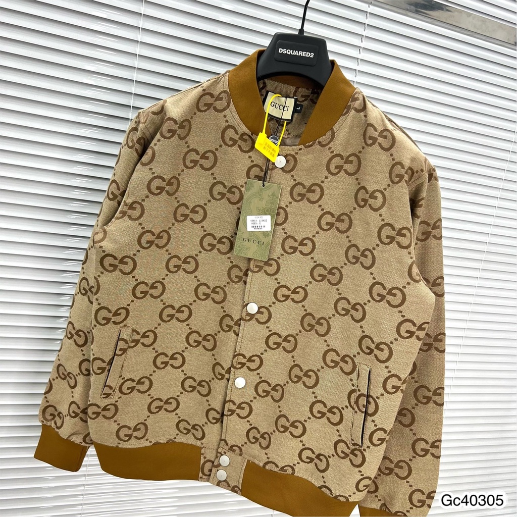 Áo Khoác Bomber Nam Gc Màu Nâu Phối Họa Tiết Dập Vân - Áo Khoác Bomber GC Cao Cấp Dành Cho Nam DT STORE MENWEAR