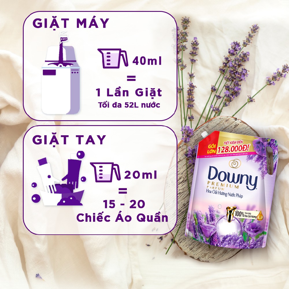 Combo Nước Giặt ARIEL Hương Downy Nước Hoa Oải Hương Túi 3.2Kg &amp; Nước Xả Vải DOWNY Hương Hoa Oải Hương Nước Pháp Túi  3L