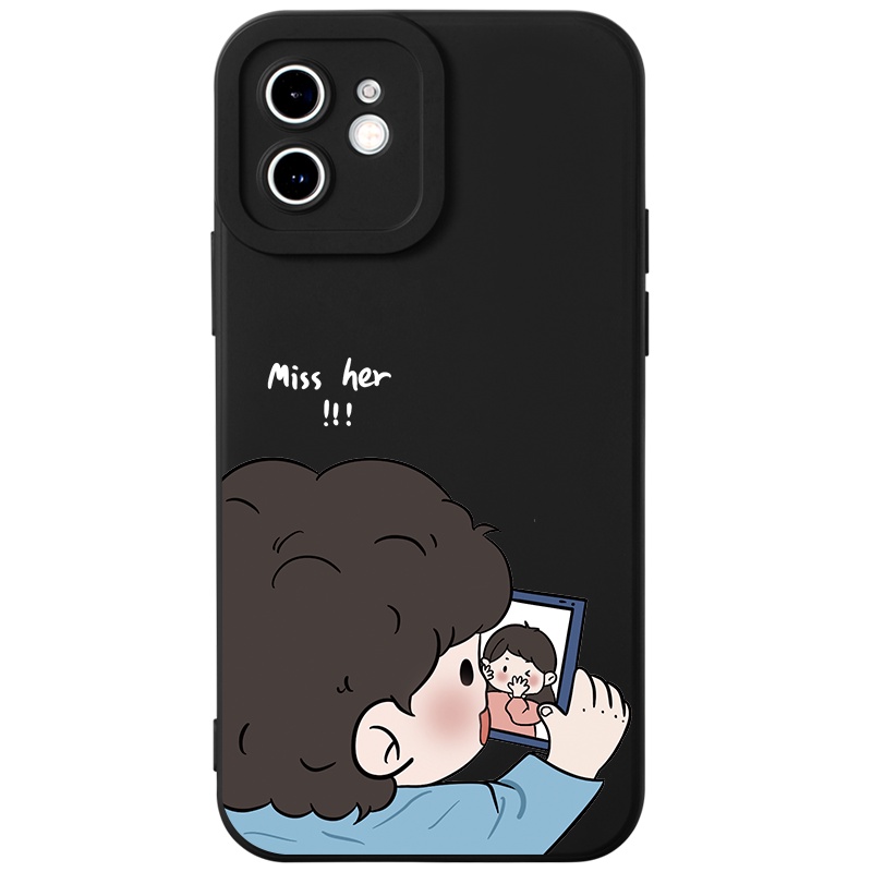 Ốp điện thoại JURSUE hoạt hình cặp đôi dễ thương đẹp hình bựa ngộ nghĩnh silicon mềm chống bẩn Compatible for iPhone 14 13 12 11 Pro Max SE 2020 X XR XS 8 7 ip 6S 6 Plus kute XYH229