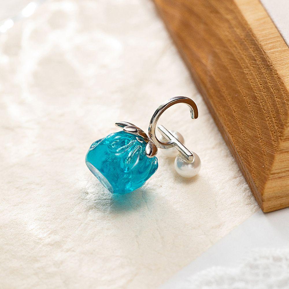 Bông Tai Kẹp Hình Vuông Trong Suốt Họa Tiết Hoa Thời Trang Cho Nữ