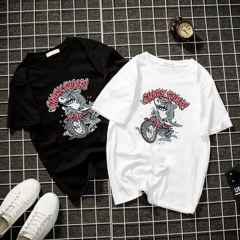 Áo thun tay lỡ form rộng cá mập đi xe vải dày mịn 2021T3222