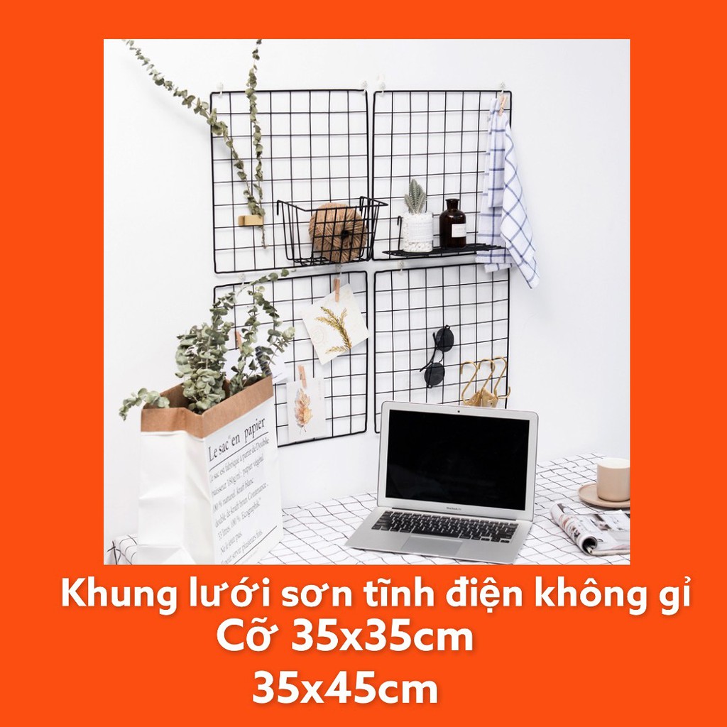 Khung lưới trang trí 2 cỡ 35x35 và 35x45cm thép tĩnh điện không gỉ