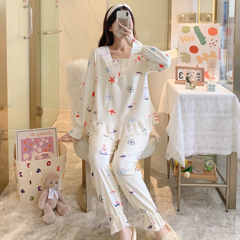 Đồ ngủ dáng rộng phong cách công chúa thời trang xuân thu đông ngọt ngào cho nữ