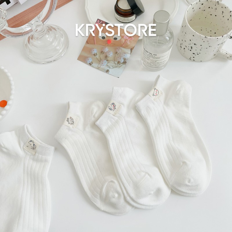 Tất trắng ngắn cổ chất đẹp hình các con vật cute dễ thương NC02