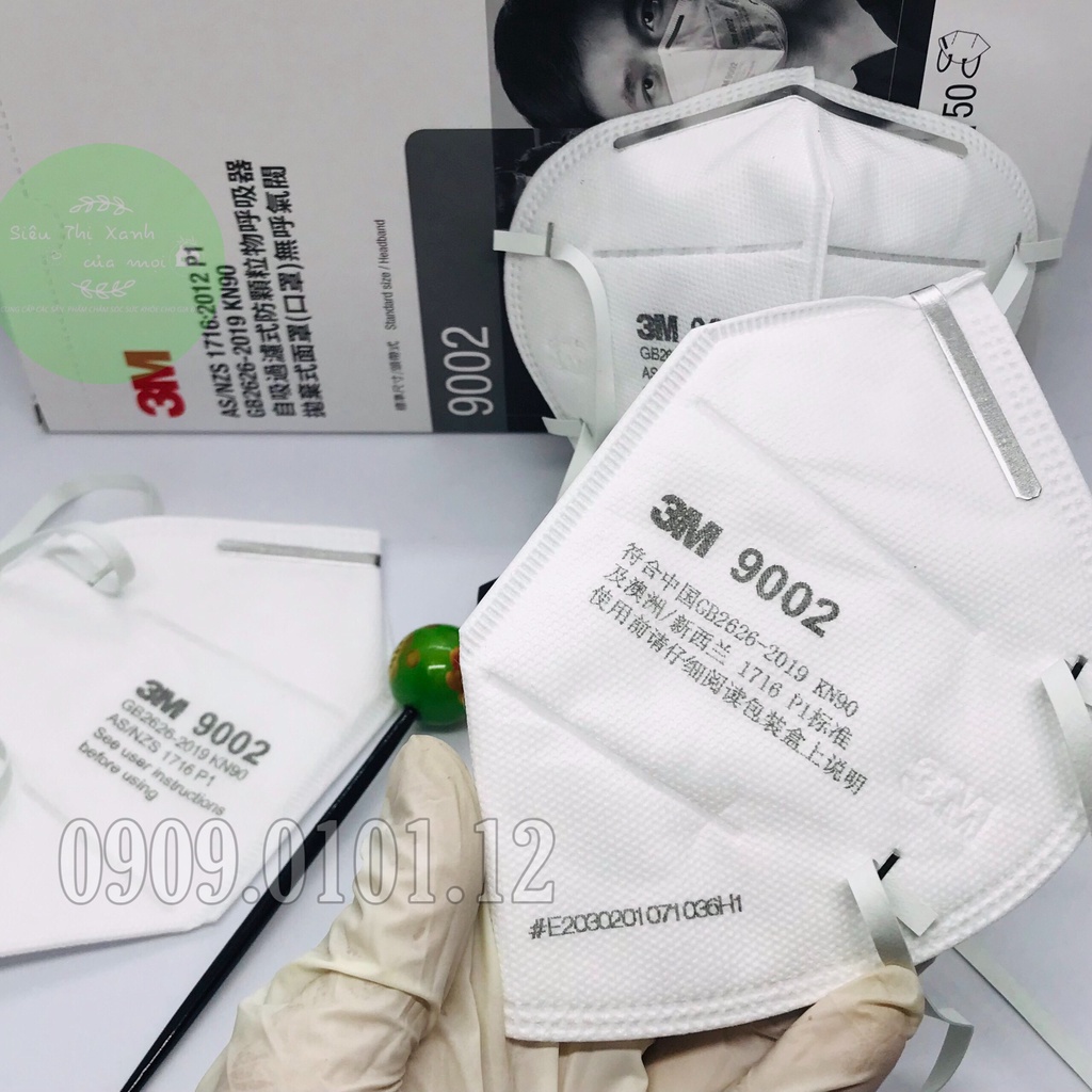 khẩu trang 3m chính hãng 9001 - 9001v - 9002, khẩu trang n95 cao cấp đạt chuẩn kn90 AS/NZS P1 (1 cái)