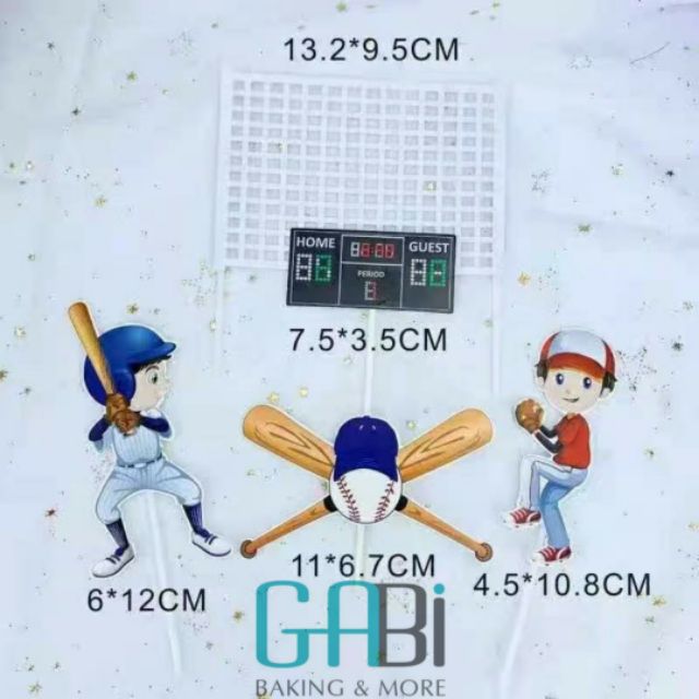 Set topper giấy chủ đề bóng chày