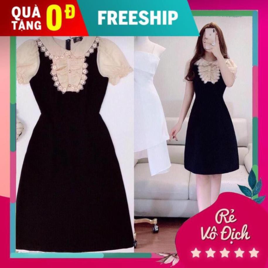 Đầm Xòe Nữ Dể Thương Cổ Tròn Phối Voan Hồng Dự Tiệc Qúy Phái .