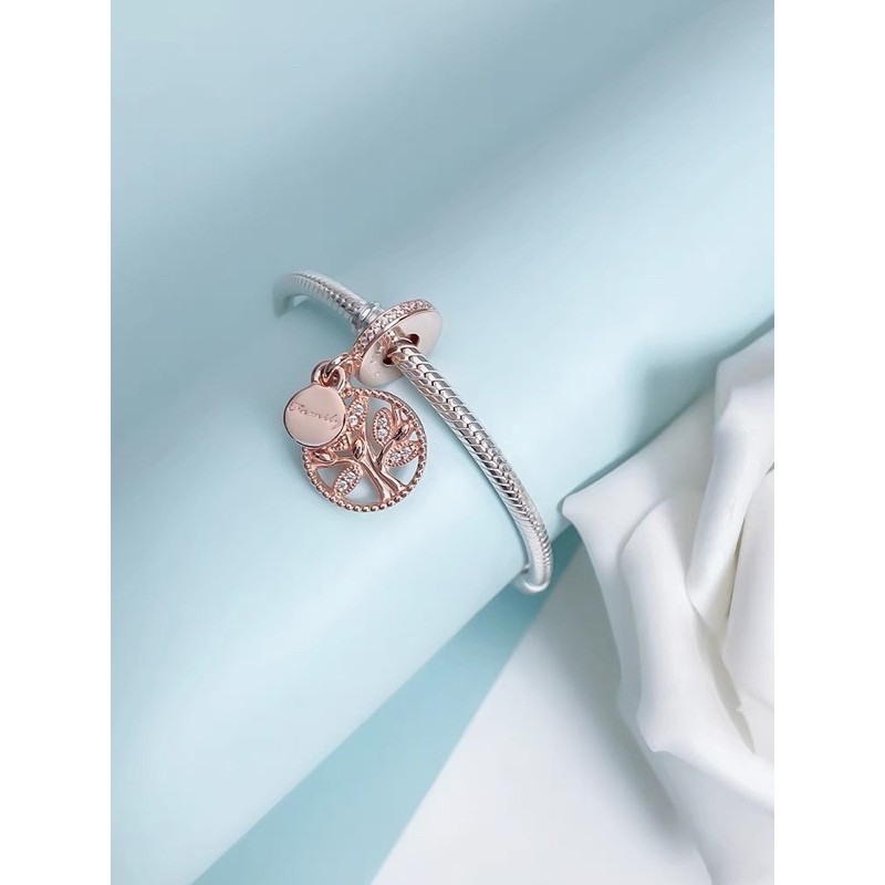 charm pan treo cây lá đính đá vàng hồng bạc s925 cao cấp
