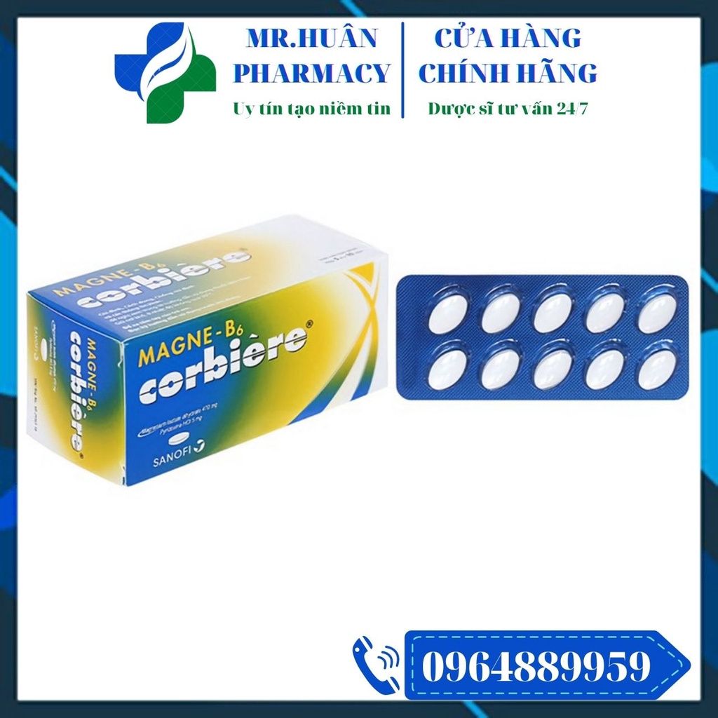Magne B6 Corbiere (Hộp 50 viên) - Bổ sung Magiê và Vitamin B6 cho cơ thể