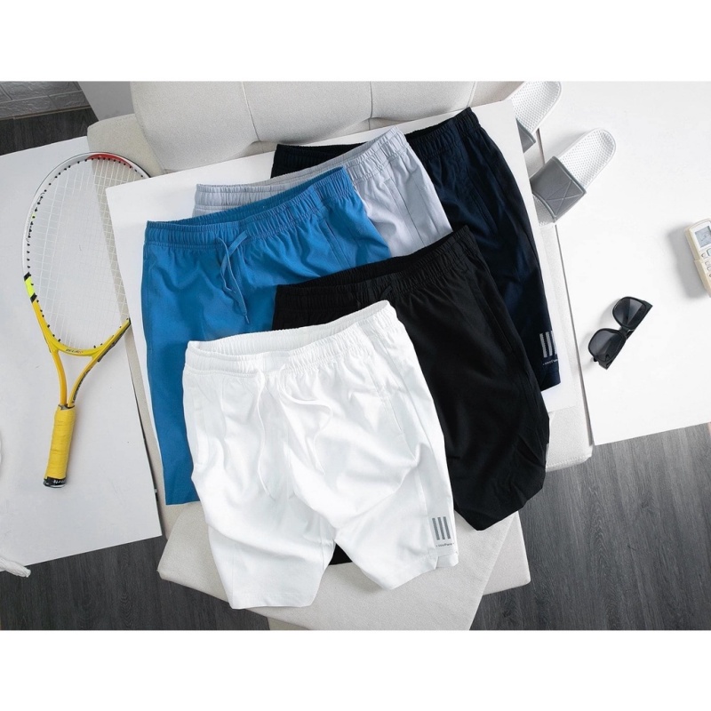 Quần short nam dáng đùi thể thao logo sọc vải dù gió lưng chun Xiaomimi N.001.XCB.2XL