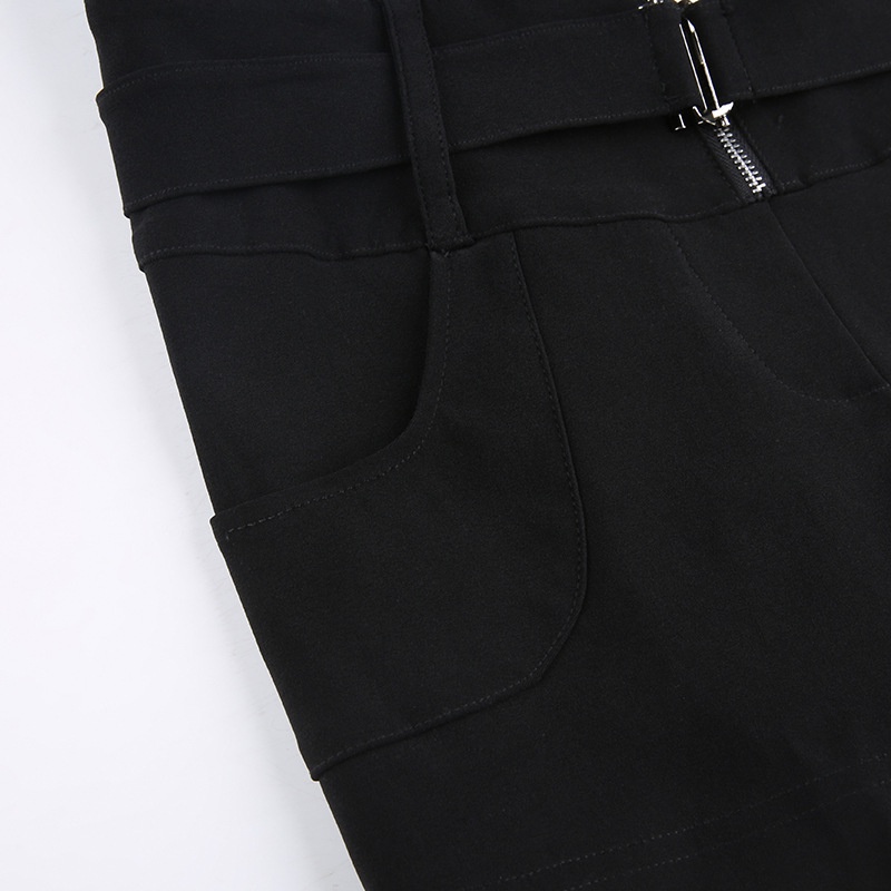 Jumpsuit Sát Nách Cổ Chữ V Phối Khóa Kéo Thời Trang Đường Phố Cá Tính Cho Nữ