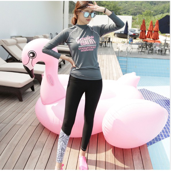 CÓ SẴN đồ bơi nữ dài tay màu xám phong cách thể thao Hàn Quốc | BigBuy360 - bigbuy360.vn