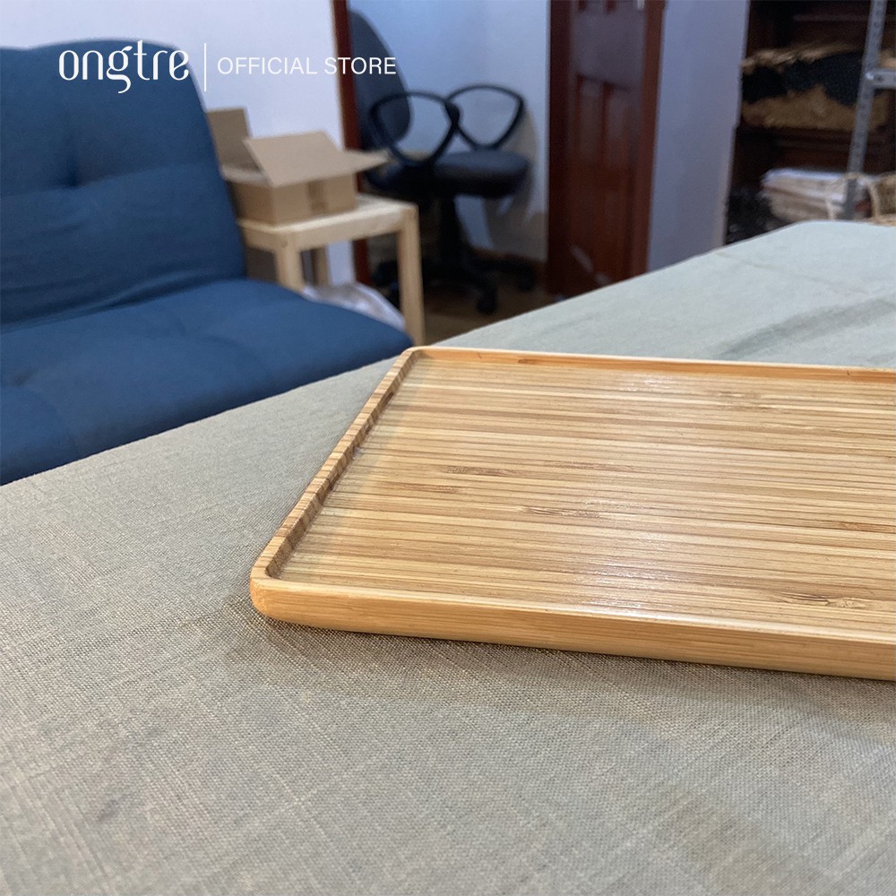 Khay tre tròn, vuông, chữ nhật decor ONGTRE hình chữ nhật đựng đồ ăn, uống trà