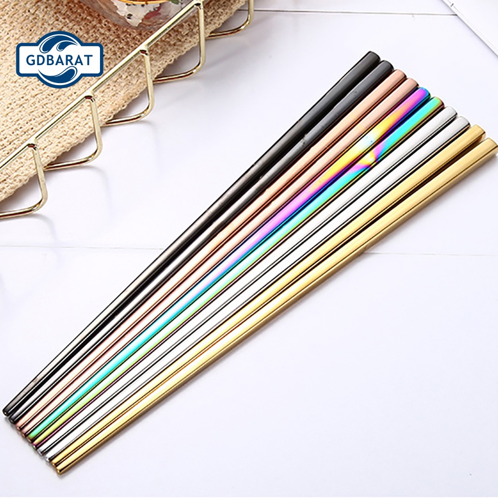 1 Đôi Đũa Màu Cầu Vồng Bằng Thép Không Gỉ