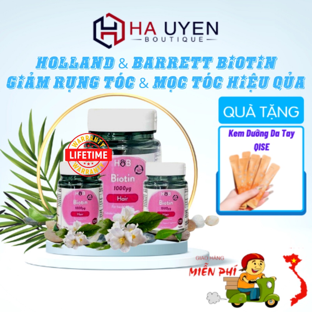 Viên Uống Kích Mọc Tóc Holland &amp; Barrett Biotin, Giảm Rụng Tóc Hiệu Qủa An Toàn - Lọ 120 viên [ CHÍNH - HÃNG ]