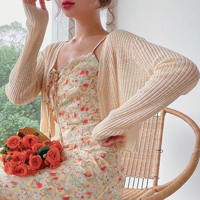 Áo Khoác Cardigan Dệt Kim Mỏng Tay Dài Màu Đen Chống Nắng Thời Trang Mùa Hè Cho Nữ