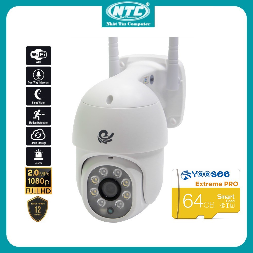 Camera IP Wifi Ngoài trời Carecam CC8021 FullHD 1080P đàm thoại 2 chiều, xoay 355 độ, chống nước IP65 (Trắng)