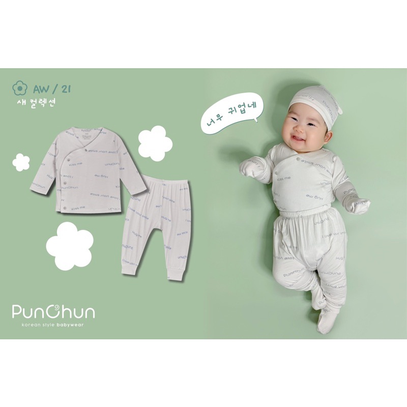 Punchun Bộ dài cài punchun bé 0- 9 tháng trai gái