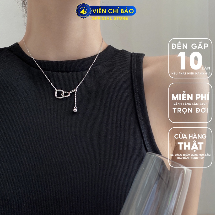Dây chuyền bạc nữ tròn đôi sang chảnh chất liệu bạc 925 thời trang phụ kiện trang sức Viễn Chí Bảo D000204