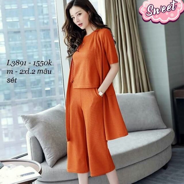 bộ lửng ống rộng 3 chi tiết