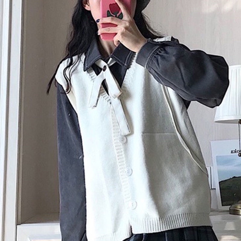 Set váy áo gile dành cho nữ phong cách vintage hàn quốc 41